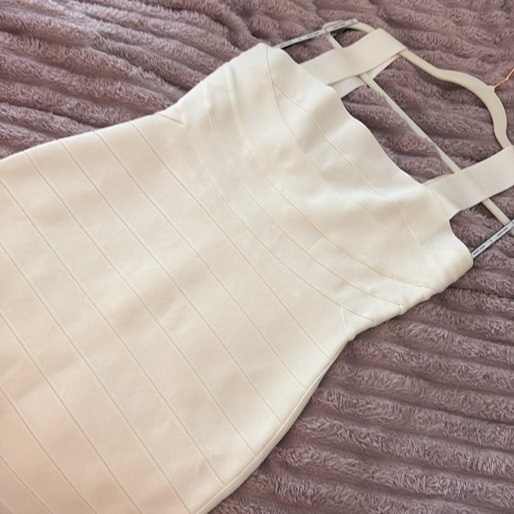 Herve Leger Cream Mini Dress
